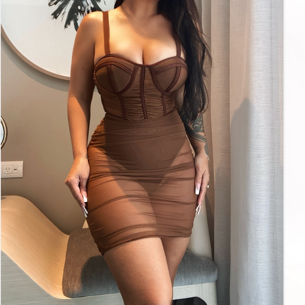 Mixed Drinks Mixed Feelings Mini Dress - Chocolate